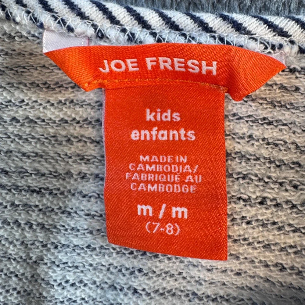 Joe Fresh Kids Long Sleeve Navy White Striped Dress Size 7-8 French Girl Classic